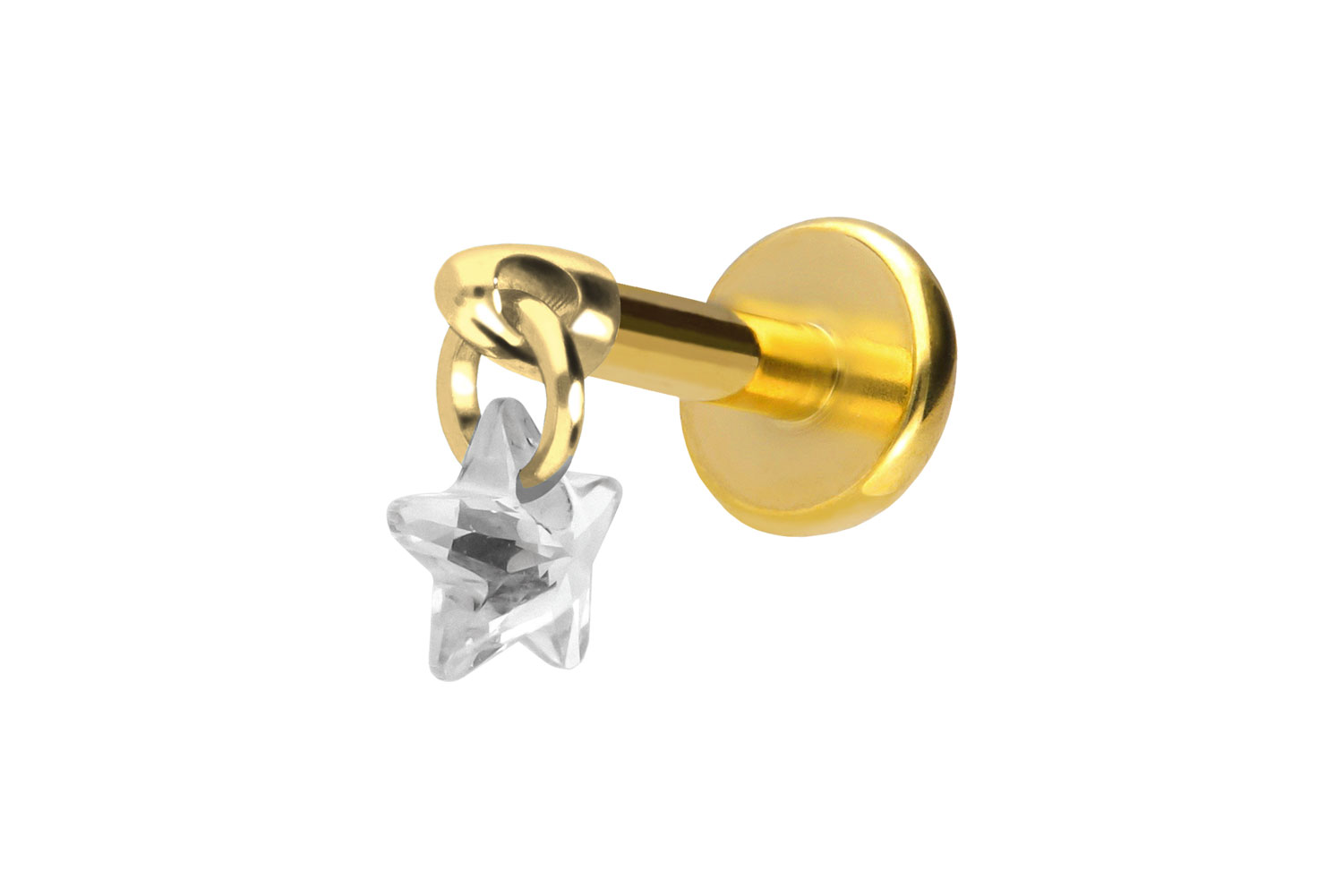 Titan Labret Piercing mit Push Fit KRISTALLSTERN